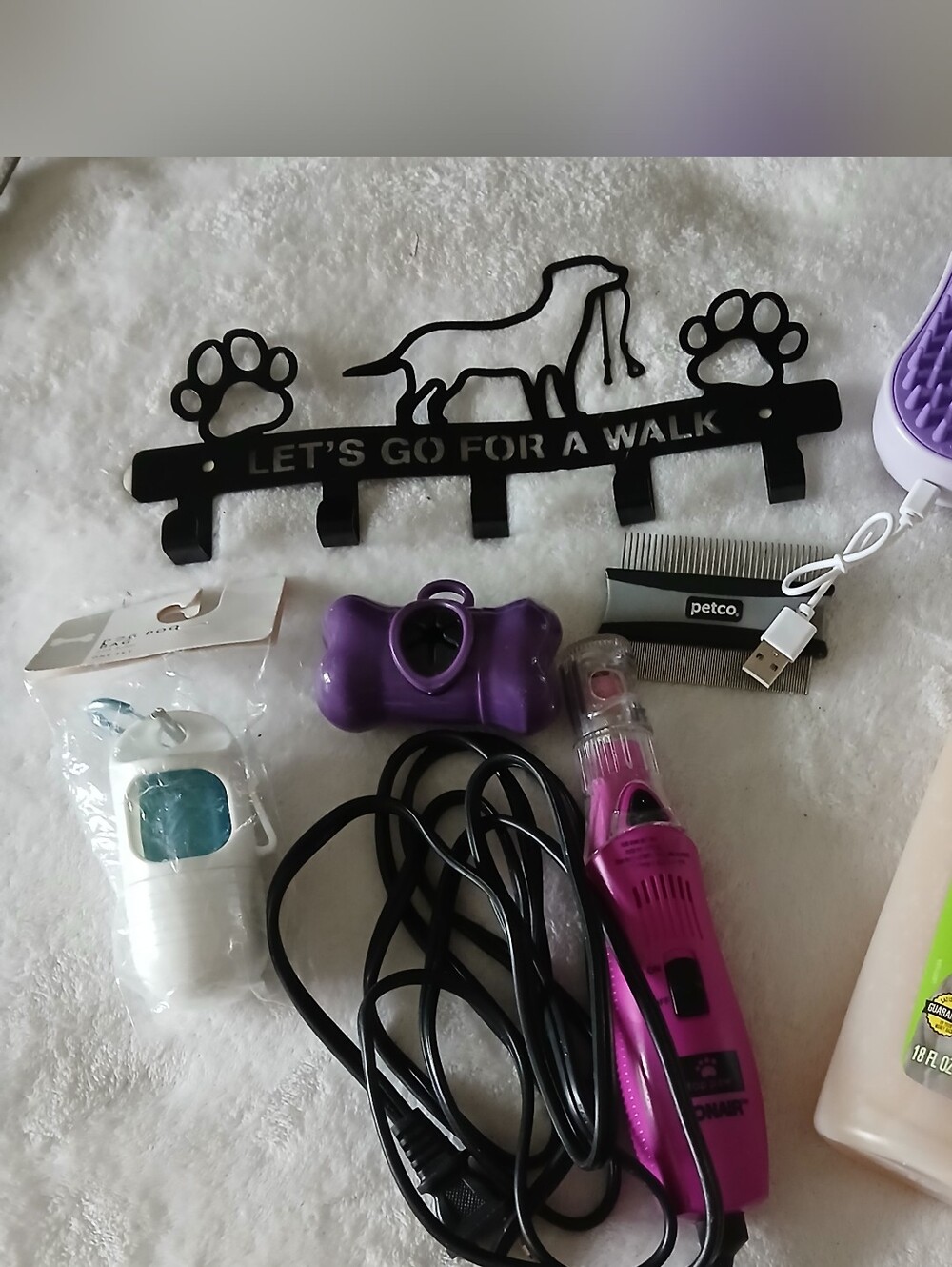 DOG PET CARE BUNDLE Electric Nail Dremel, Poop Bags/Carry, Massaging Shampooer + - Picture 1 of 9